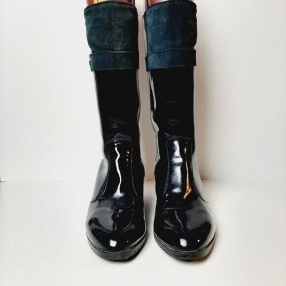 PERTTI PALMROTH Vintage Rain Boots Navy & Teal Sz 6.5 - Picture 5 of 9